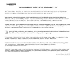 Gluten-Free Products Shopping List