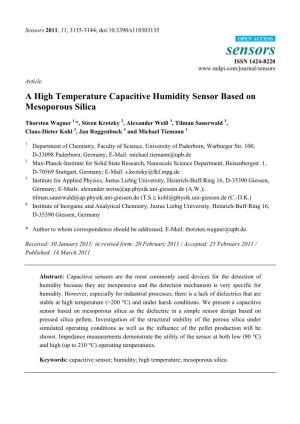A High Temperature Capacitive Humidity Sensor Based on Mesoporous Silica
