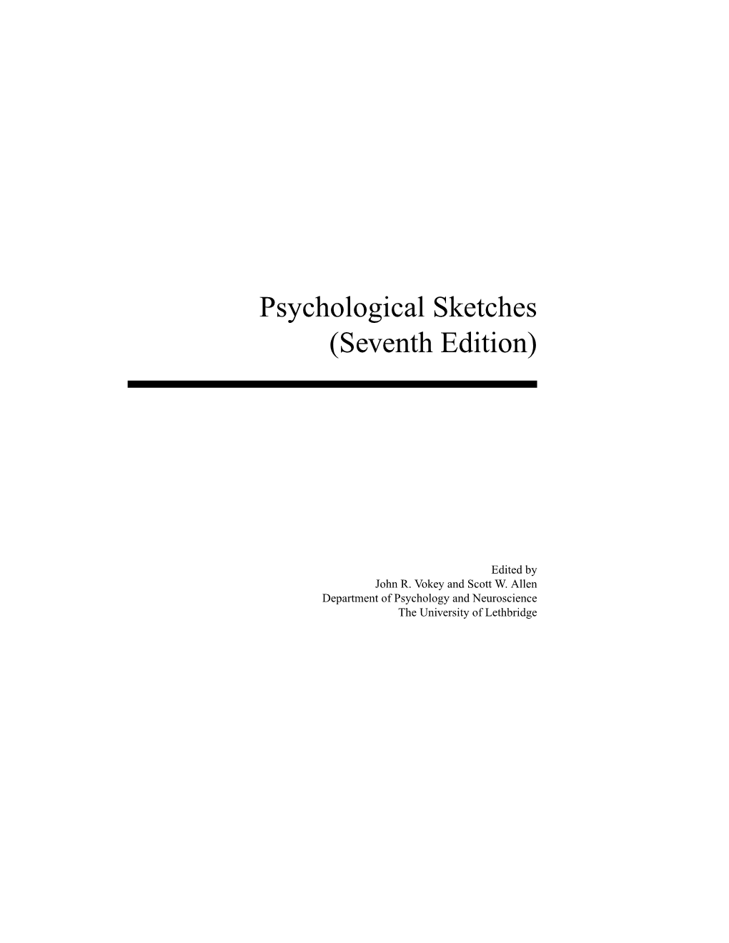 Psychological Sketches (Seventh Edition)