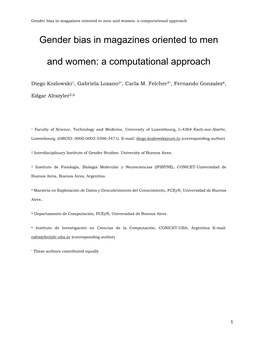 Gender Bias in Magazines Oriented to Men and Women: a Computational Approach