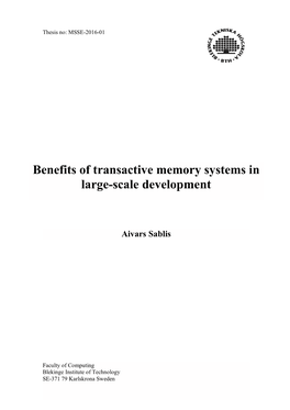Benefits of Transactive Memory Systems in Large-Scale Development