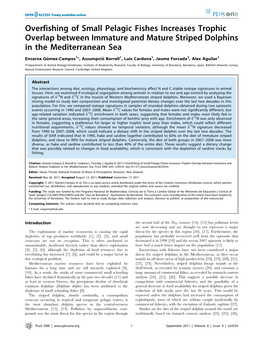 Overfishing of Small Pelagic Fishes Increases Trophic Overlap Between Immature and Mature Striped Dolphins in the Mediterranean Sea