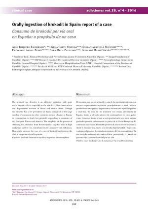 Orally Ingestion of Krokodil in Spain: Report of a Case Consumo De Krokodil Por Vía Oral En España: a Propósito De Un Caso