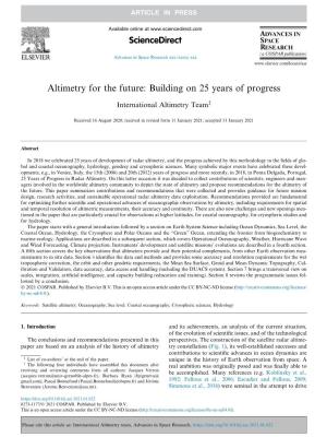 Altimetry for the Future: Building on 25 Years of Progress