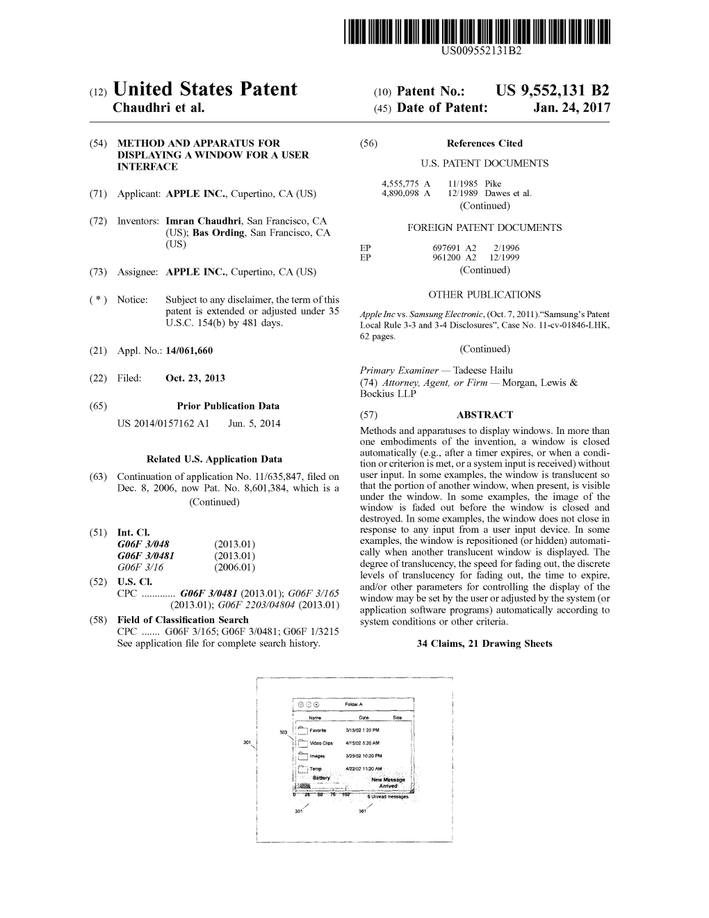 (12) United States Patent (10) Patent No.: US 9,552,131 B2 Chaudhri Et Al