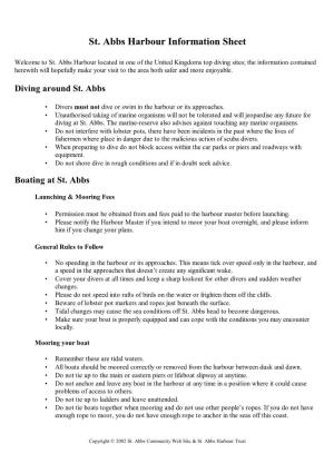 St. Abbs Harbour Information Sheet