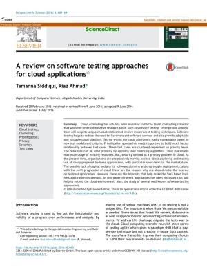 A Review on Software Testing Approaches for Cloud Applications