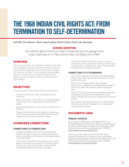 The 1968 Indian Civil Rights Act: from Termination to Self-Determination