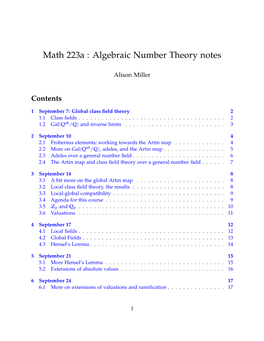Algebraic Number Theory Notes