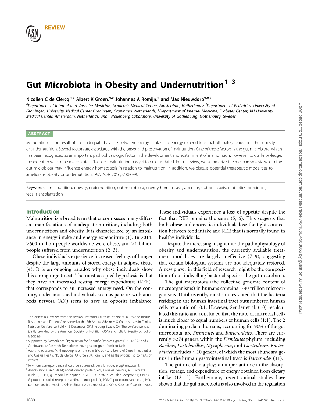 Gut Microbiota in Obesity and Undernutrition1–3