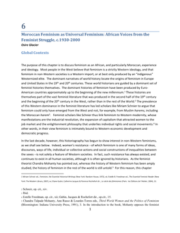 Moroccan Feminism As Universal Feminism: African Voices from the Feminist Struggle, C.1930-2000 Osire Glacier