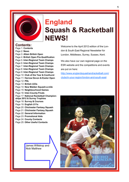 England Squash & Racketball NEWS!