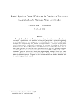 Pooled Synthetic Control Estimates for Continuous Treatments: an Application to Minimum Wage Case Studies