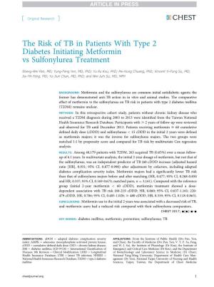 The Risk of TB in Patients with Type 2 Diabetes Initiating Metformin Vs&Nbsp