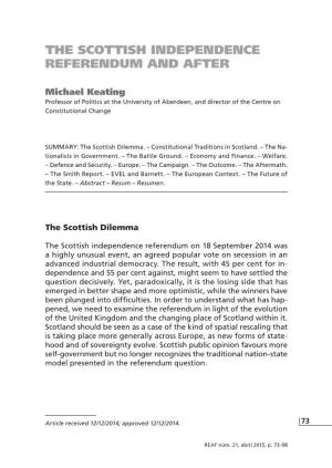 The Scottish Independence Referendum and After
