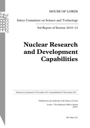 Nuclear Research and Development Capabilities