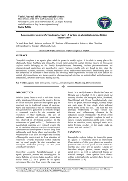 World Journal of Pharmaceutical Sciences Limnophila Conferta