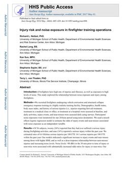 Injury Risk and Noise Exposure in Firefighter Training Operations