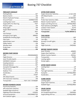 Boeing 737 Checklist