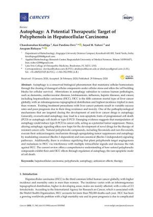 Autophagy: a Potential Therapeutic Target of Polyphenols in Hepatocellular Carcinoma