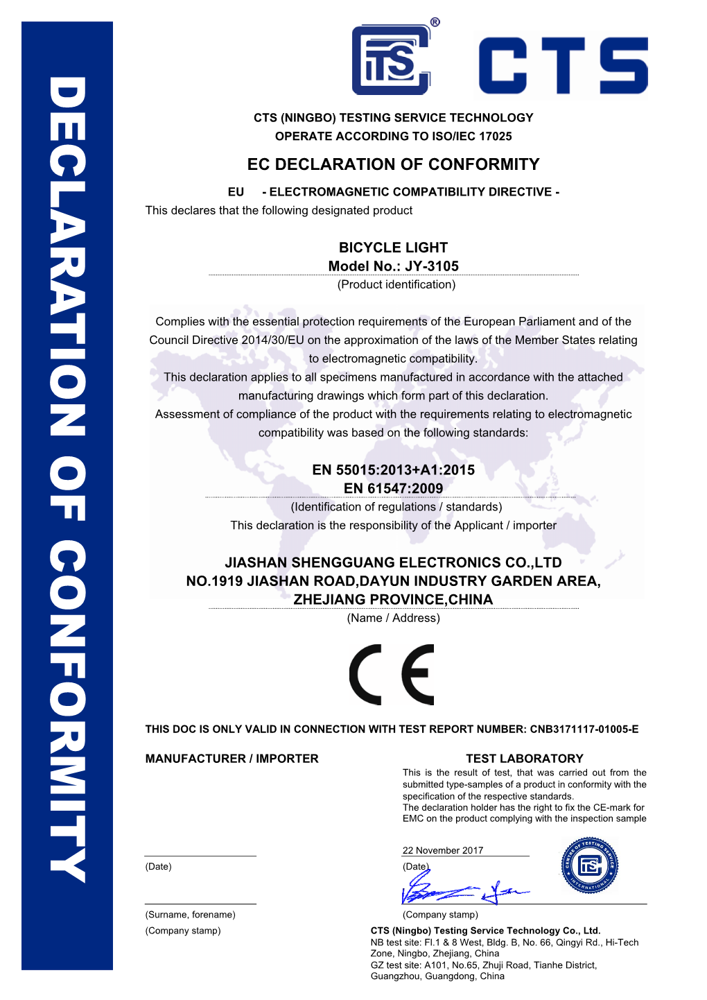 Ec Declaration of Conformity