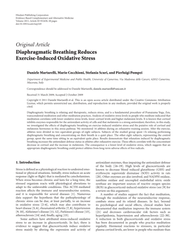 Original Article Diaphragmatic Breathing Reduces Exercise-Induced Oxidative Stress