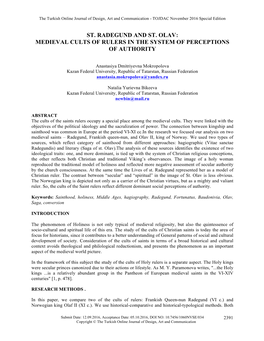 St. Radegund and St. Olav: Medieval Cults of Rulers in the System of Perceptions of Authority