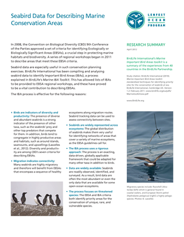 Seabird Data for Describing Marine Conservation Areas