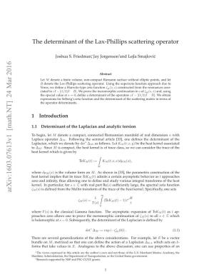 The Determinant of the Lax-Phillips Scattering Operator