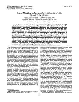 Rapid Mapping in Salmonella Typhimurium with Mud-P22 Prophages NICHOLAS R