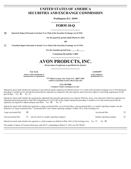 AVON PRODUCTS, INC. (Exact Name of Registrant As Specified in Its Charter) ______