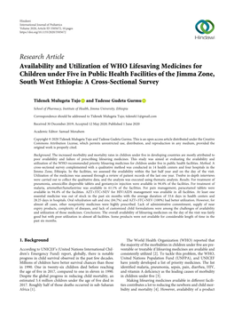 Availability and Utilization of WHO Lifesaving Medicines for Children