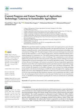 Current Progress and Future Prospects of Agriculture Technology: Gateway to Sustainable Agriculture