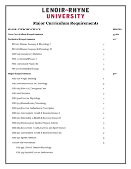 Major Curriculum Requirements
