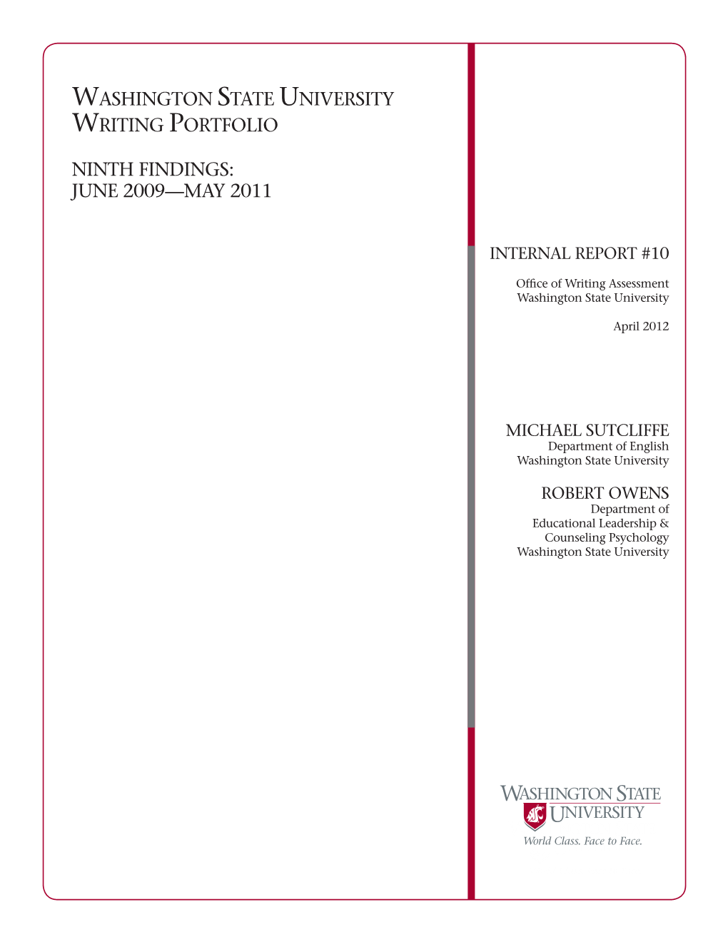 Washington State University Writing Portfolio Ninth