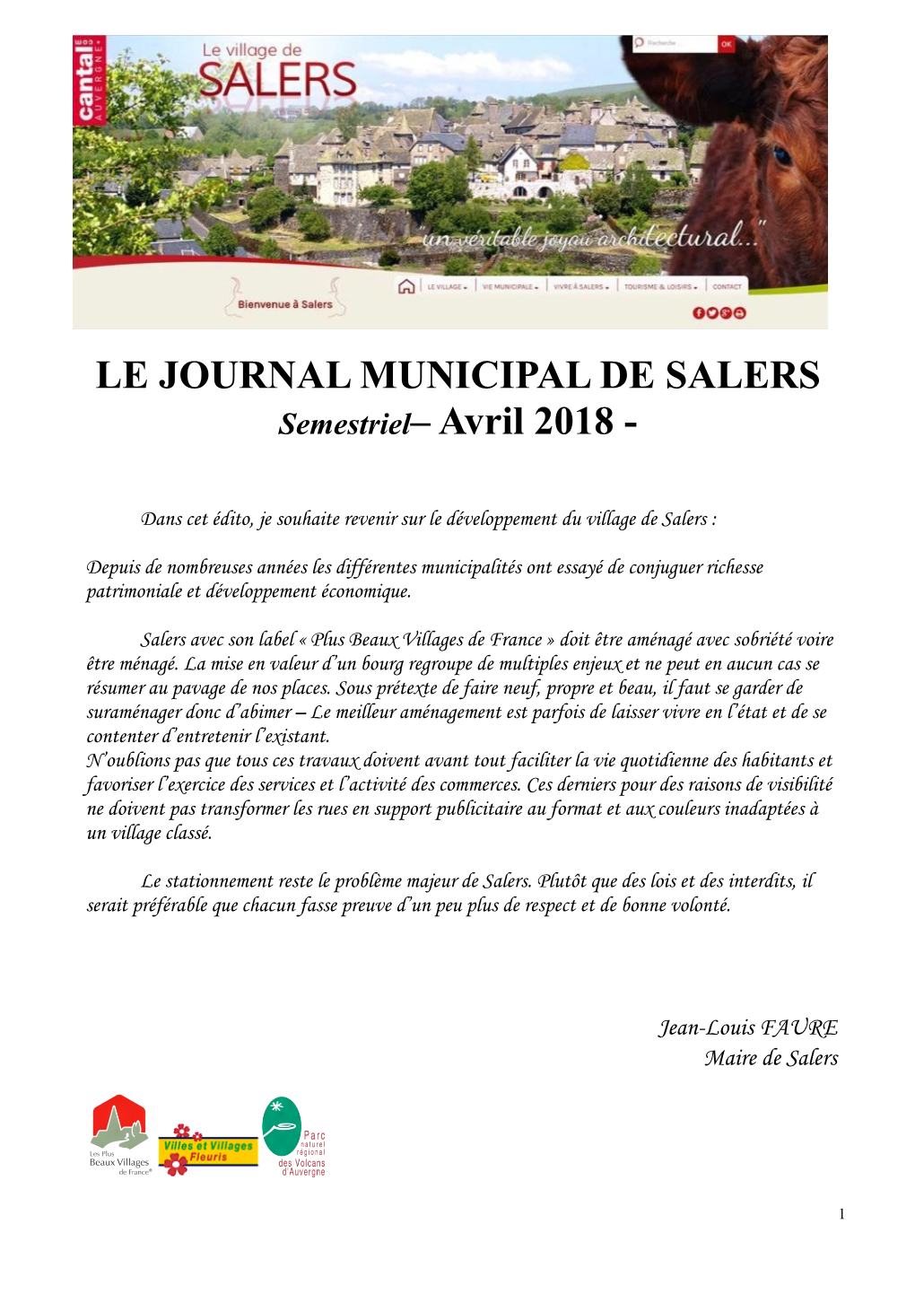 LE JOURNAL MUNICIPAL DE SALERS Semestriel– Avril 2018