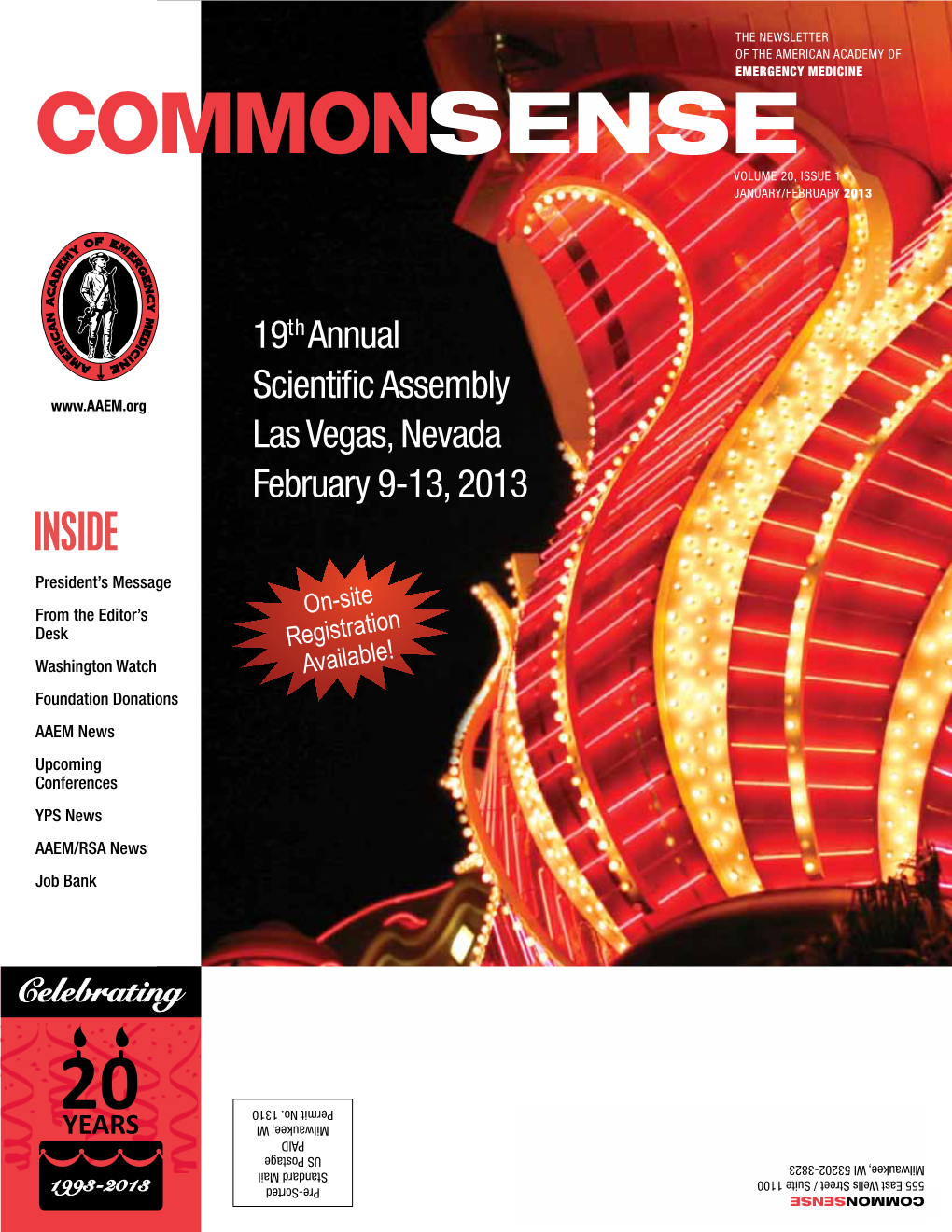 COMMONSENSE Volume 20, Issue 1 January/February 2013