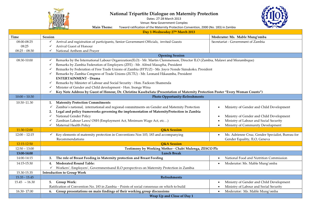 National Tripartite Dialogue on Maternity Protection