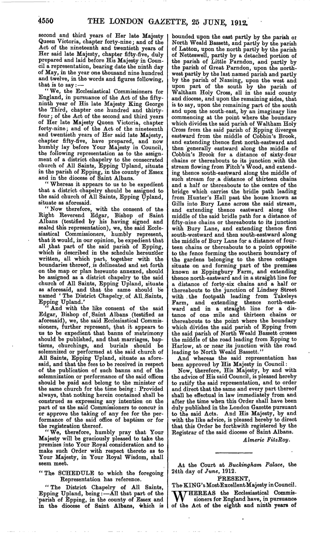 4550 the London Gazette, 25 June, 1912