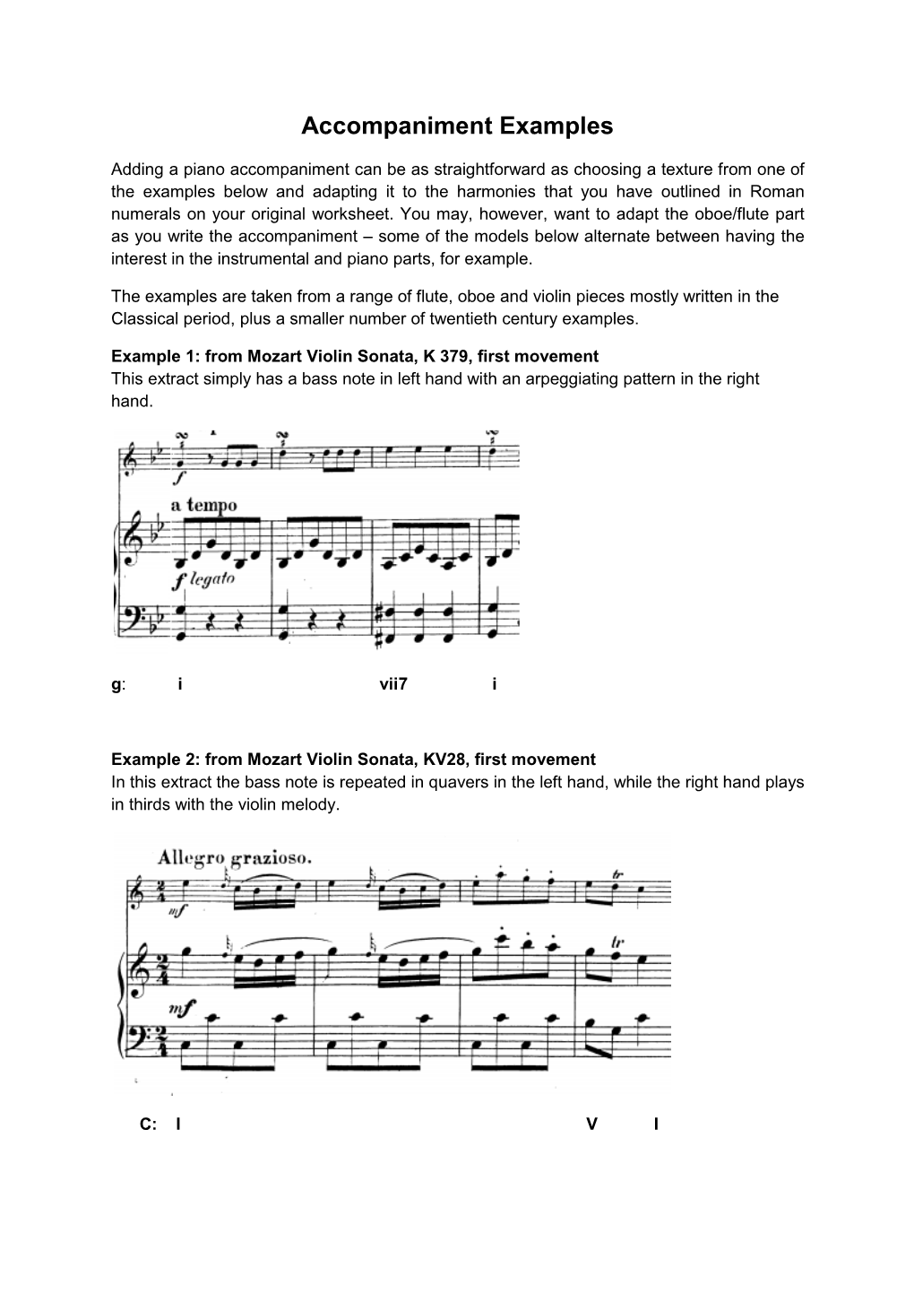 Accompaniment Examples