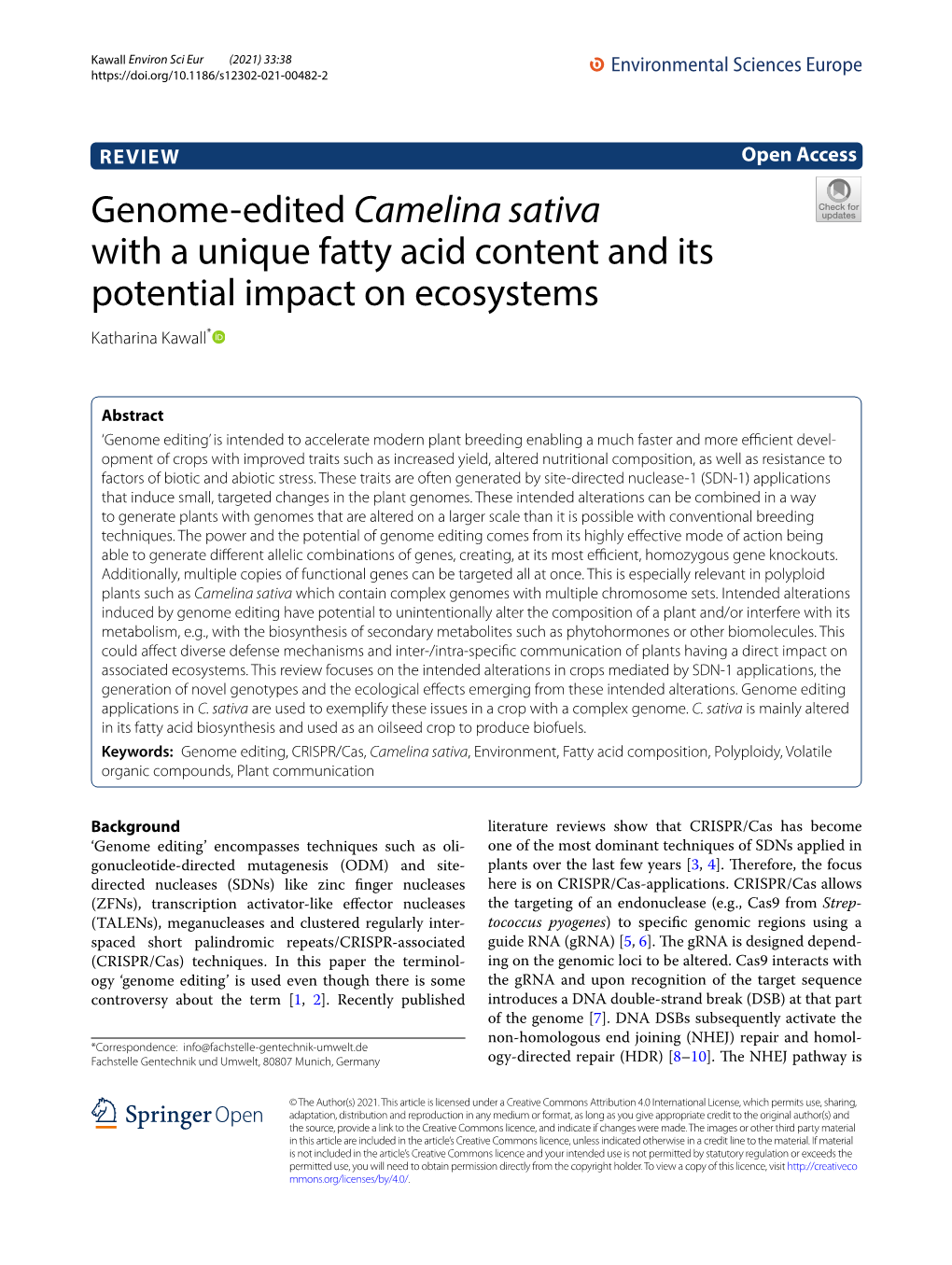 Genome-Edited Camelina Sativa with a Unique Fatty Acid Content and Its