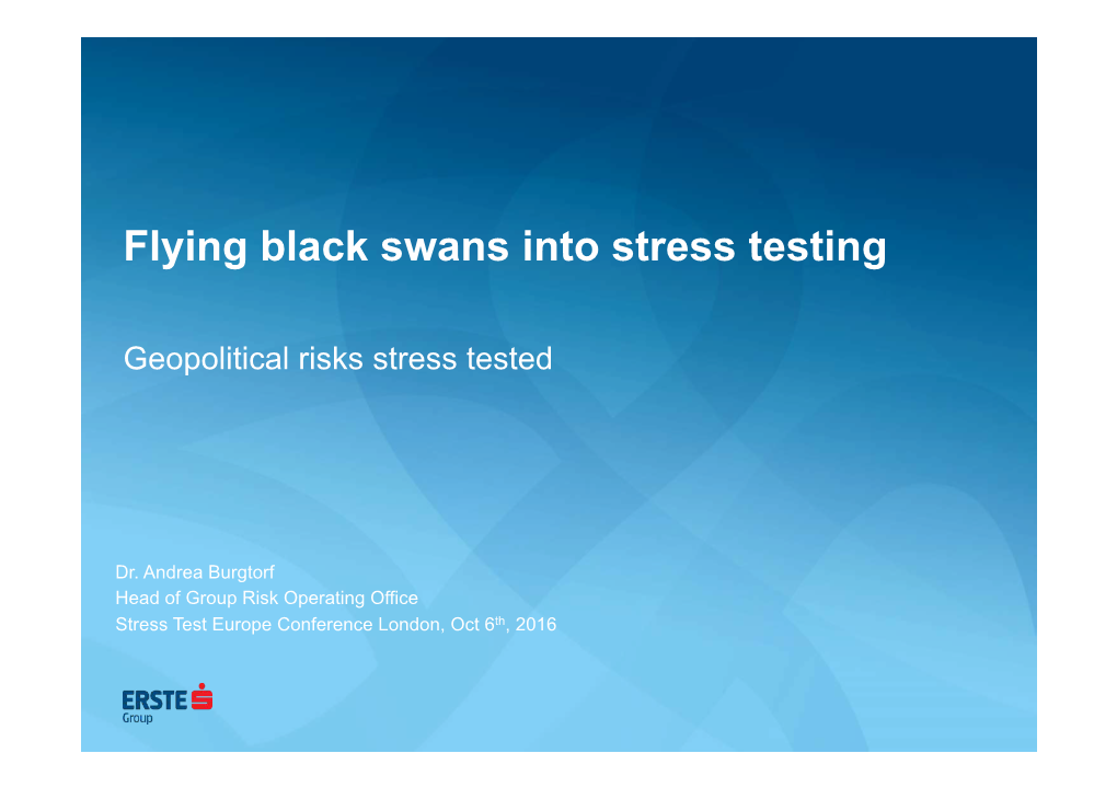 Flying Black Swans Into Stress Testing