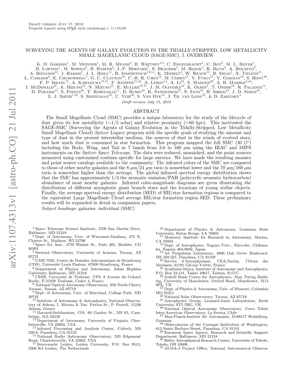 Arxiv:1107.4313V1 [Astro-Ph.CO] 21 Jul 2011 .Carlson L