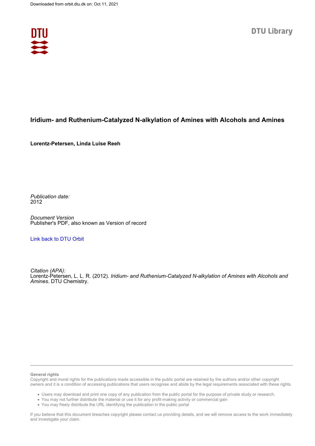 And Ruthenium-Catalyzed N-Alkylation of Amines with Alcohols and Amines