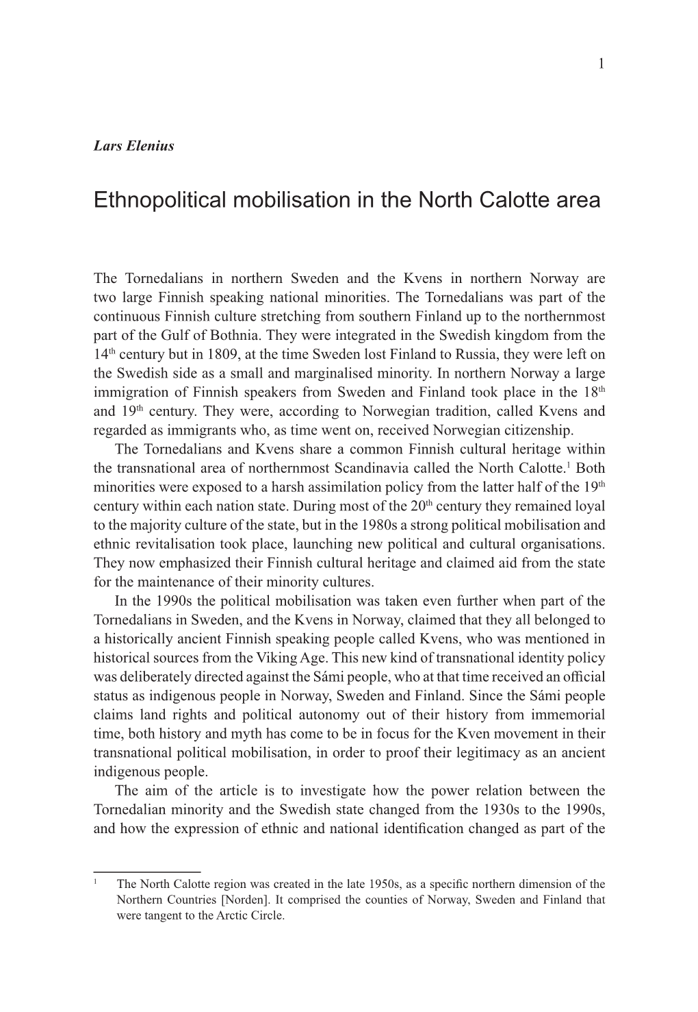 Ethnopolitical Mobilisation in the North Calotte Area
