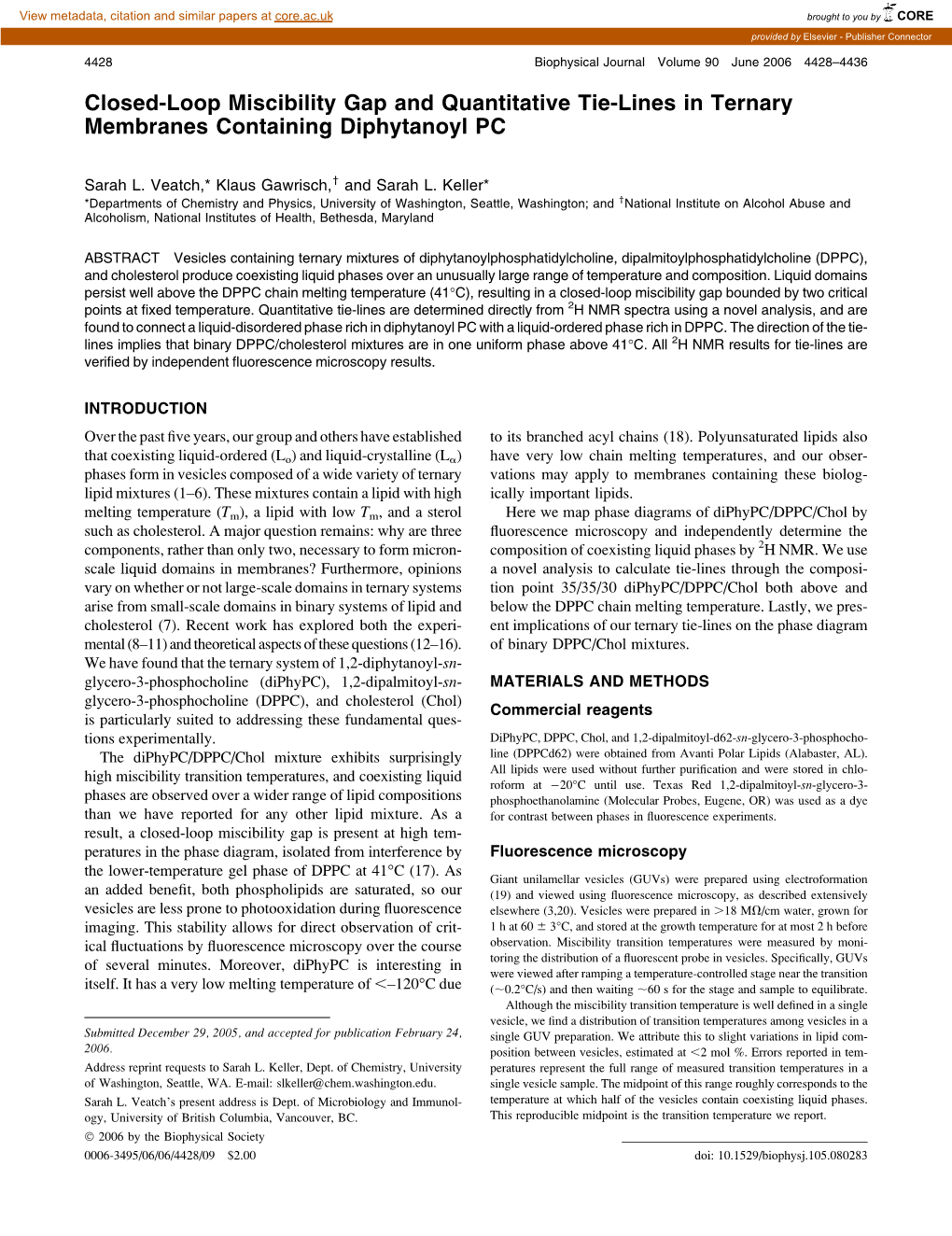 Closed-Loop Miscibility Gap and Quantitative Tie-Lines in Ternary Membranes Containing Diphytanoyl PC