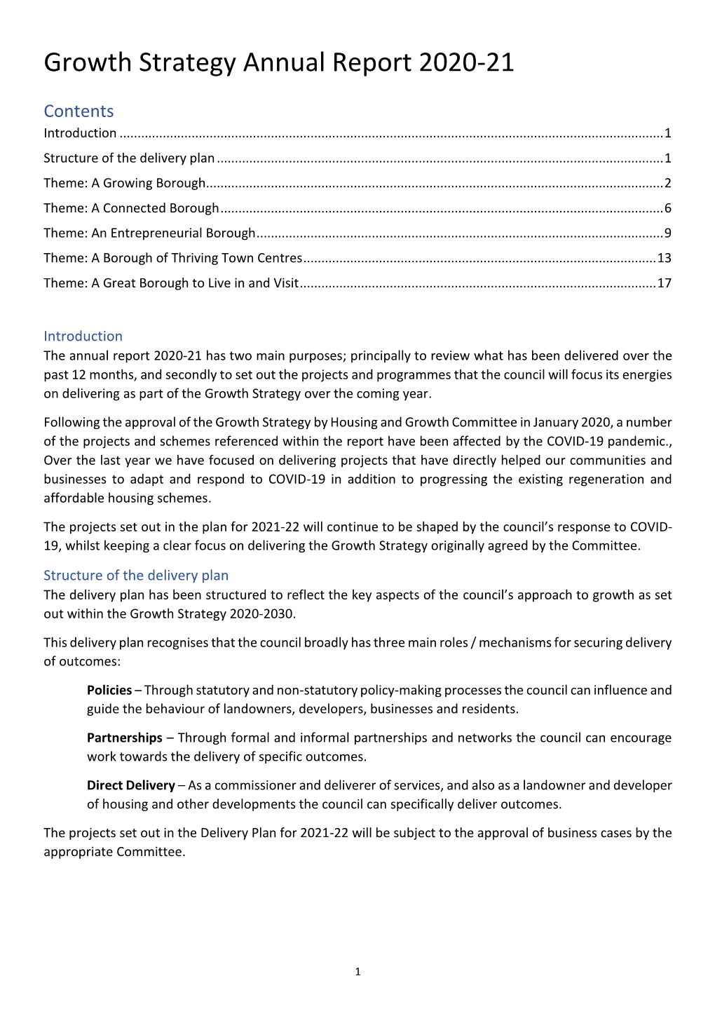 Growth Strategy Annual Report 2020-21