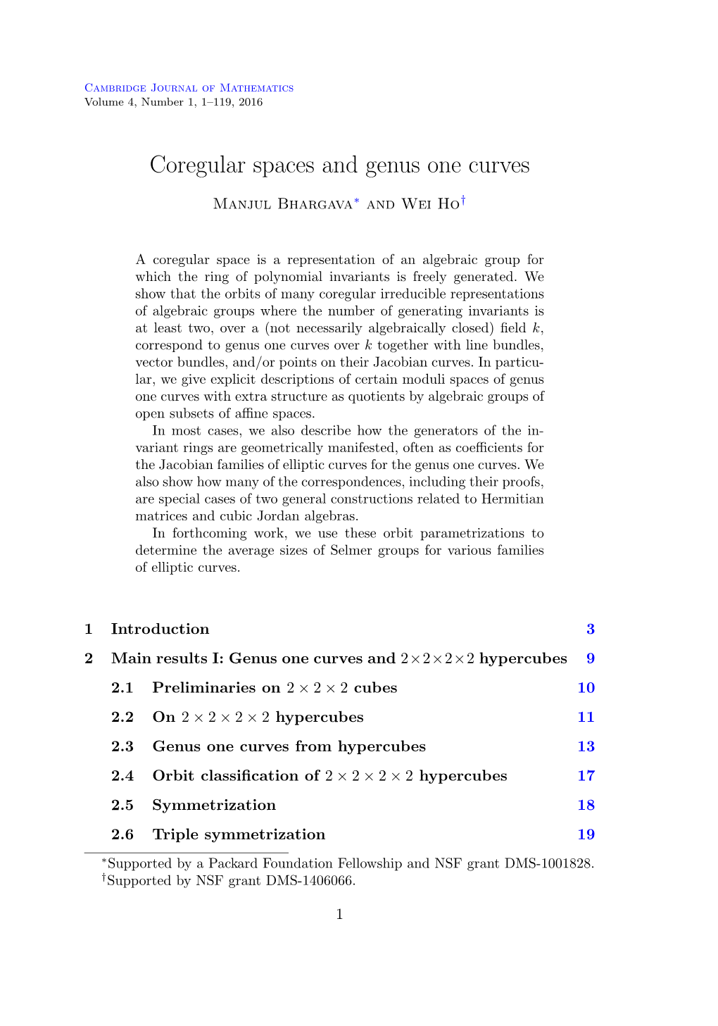 Coregular Spaces and Genus One Curves