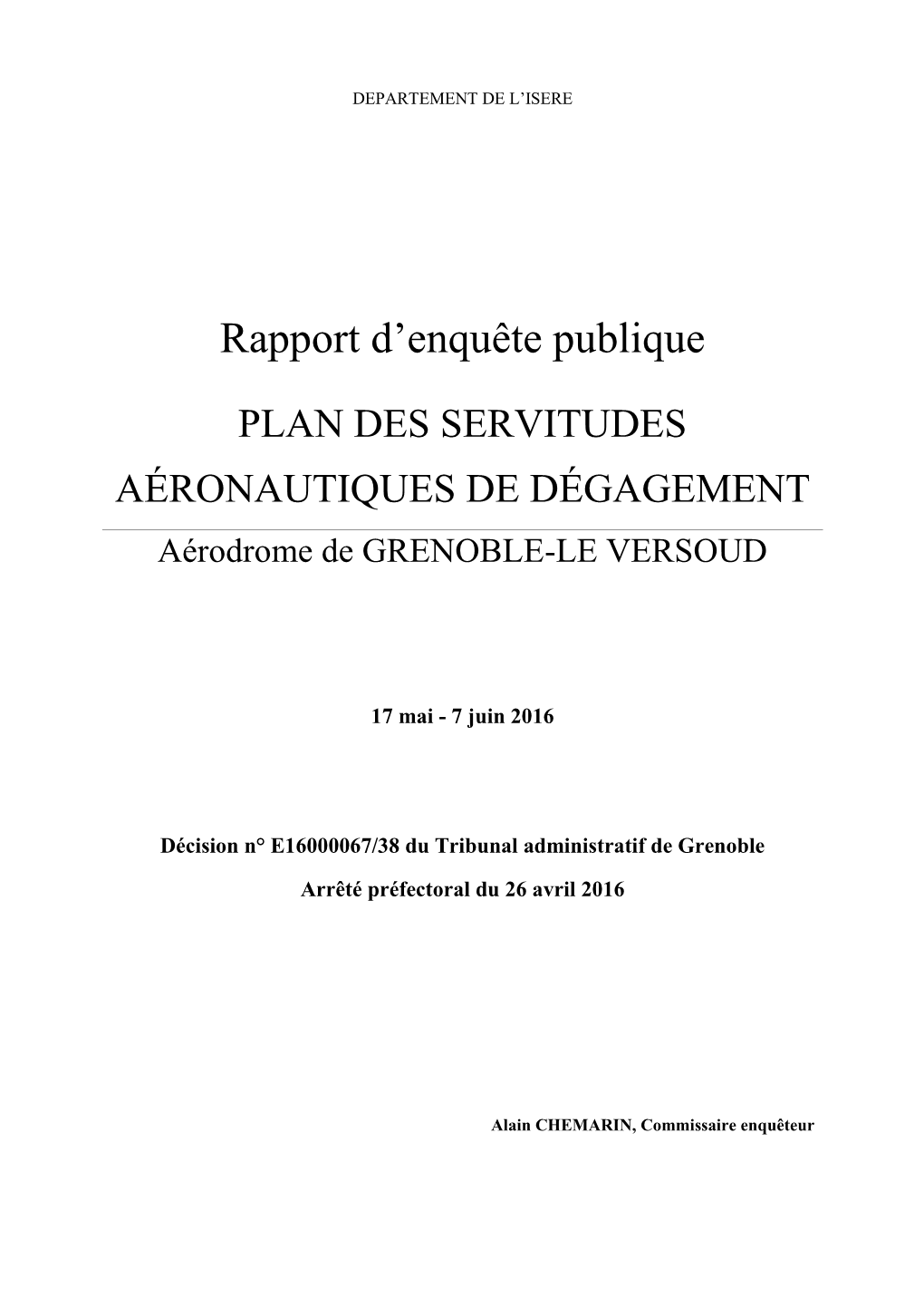 Rapport D'enquête Publique