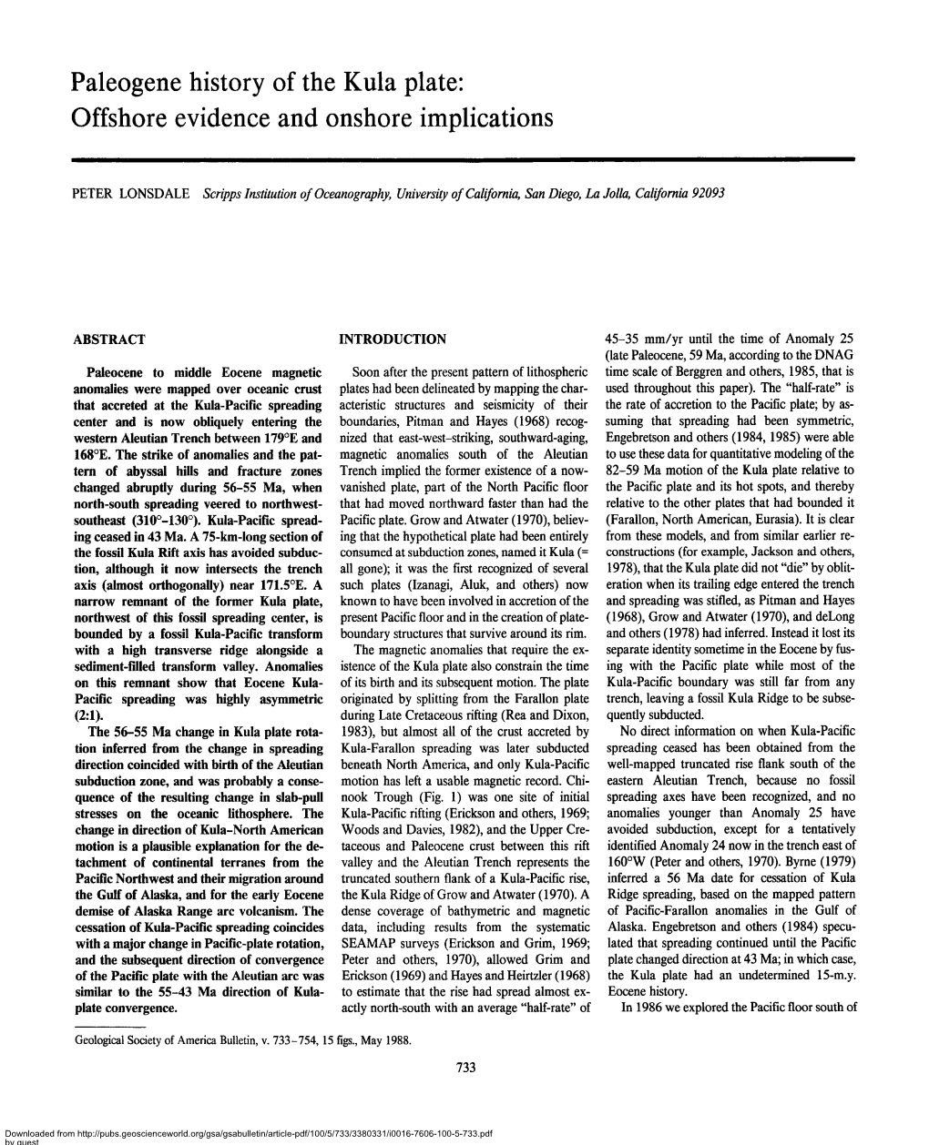 Paleogene History of the Kula Plate: Offshore Evidence and Onshore Implications